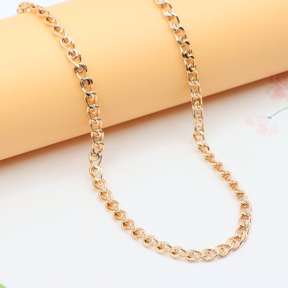 Bold Rose Gold Curb Chain Necklace Polished Statement Piece, XPNL0285